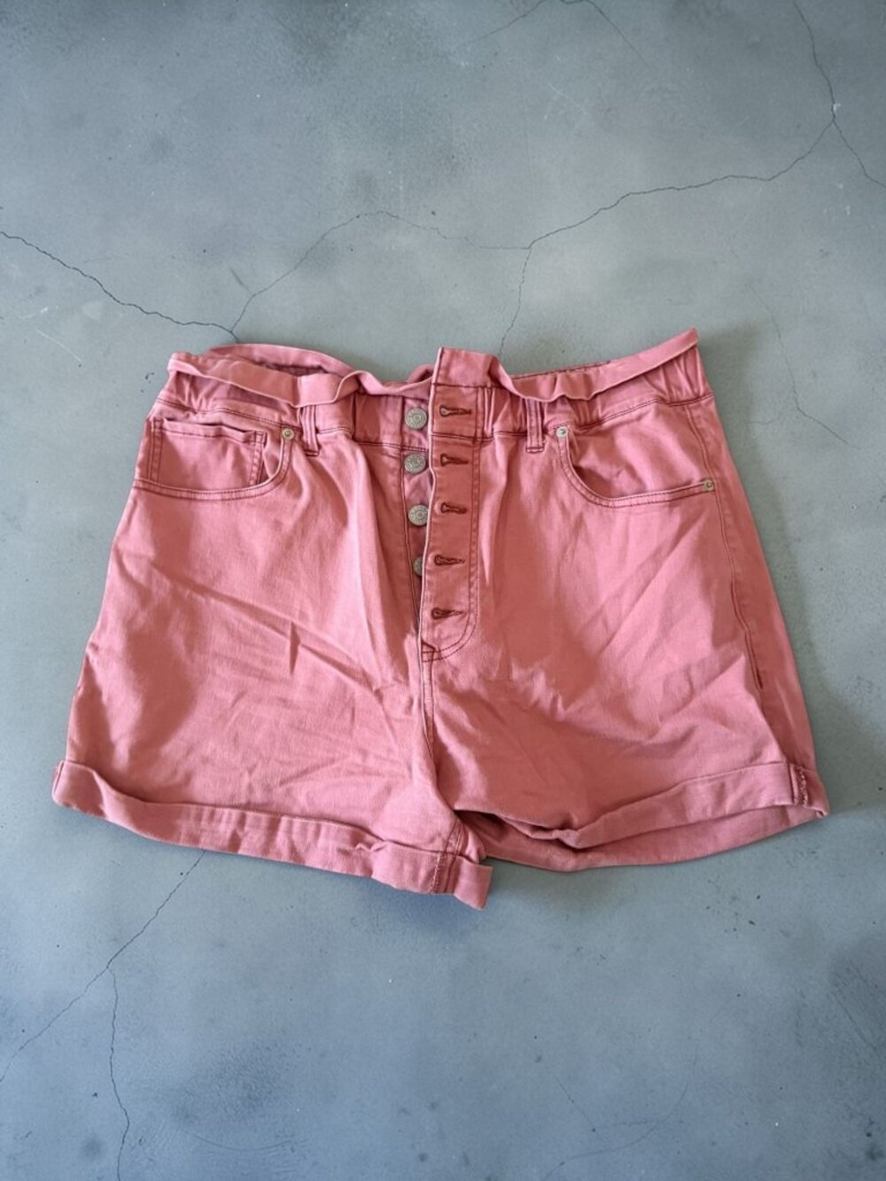 EXPRESS Coral Shortie Extreme High Rise Shorts Size Large